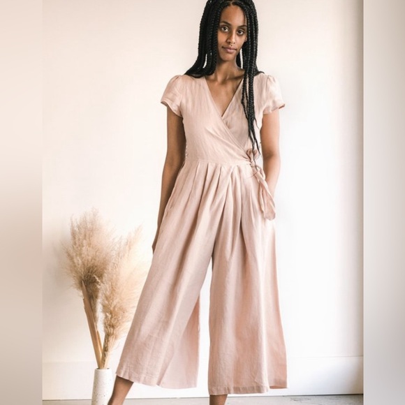 SUGAR CANDY MOUNTAIN Linen Wrap Jumpsuit - Picture 3 of 5